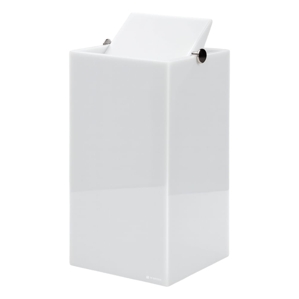 Lixeira Eixo Quadrado  Branco Banho Mais